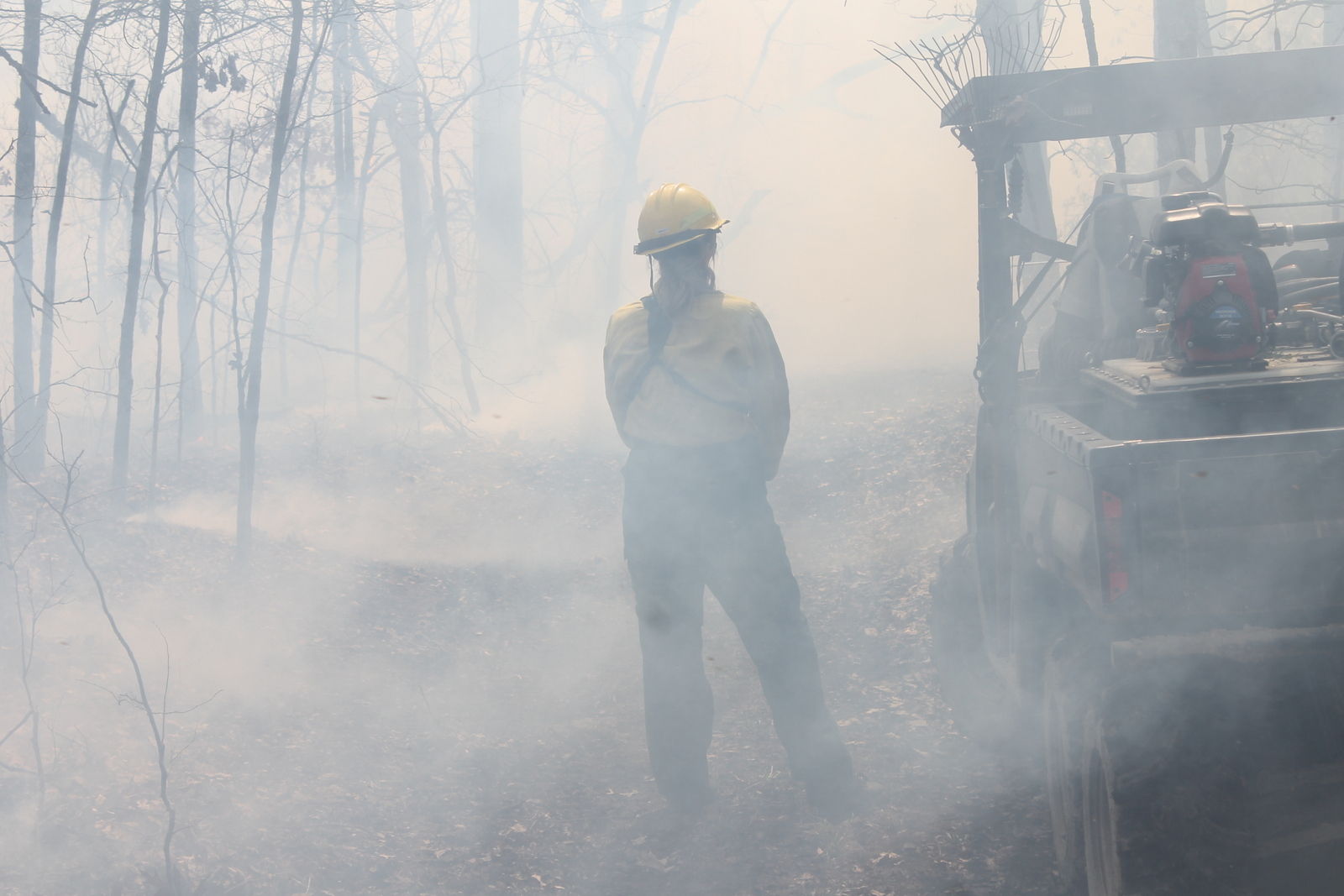 Kim Houf during her fire suppression duties
